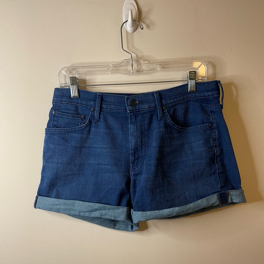 Women’s Dark Blue Denim Cuffed Shorts